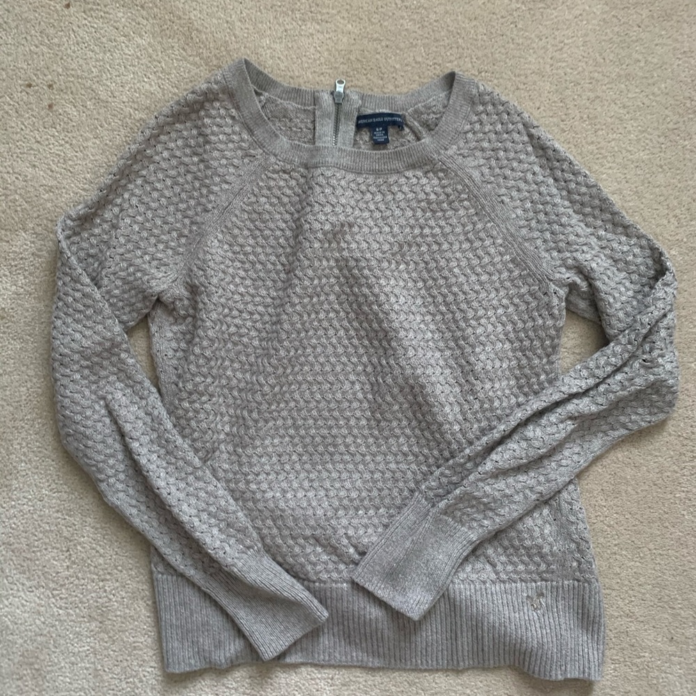 Tan sweater, zip back